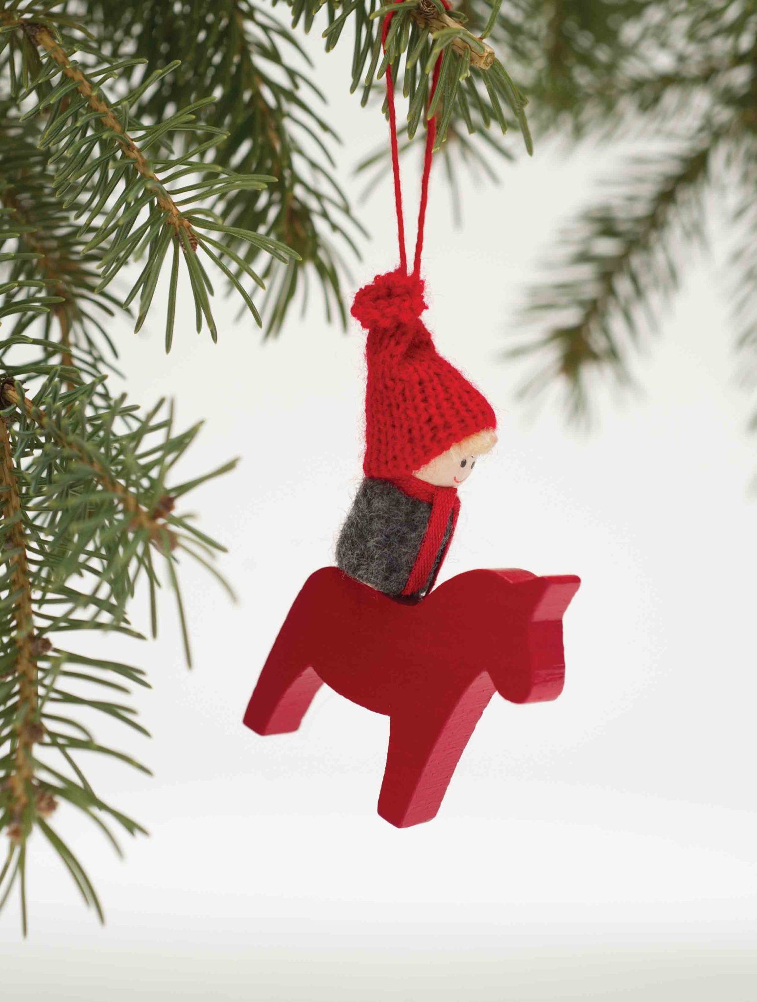Tomteboy on Dala Horse Ornament — Swedish Folk Art Gift – Scandinavian Gift  Shop