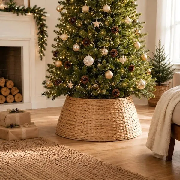 Tree Collar Holiday Christmas Tree Stands Skirts Yangming 36 Wood Color  Rattan Hyacinth Christmas Tree Collar, With Tree Skirts And Stand Base  Cover YM-C36IN-WD The Home Depot
