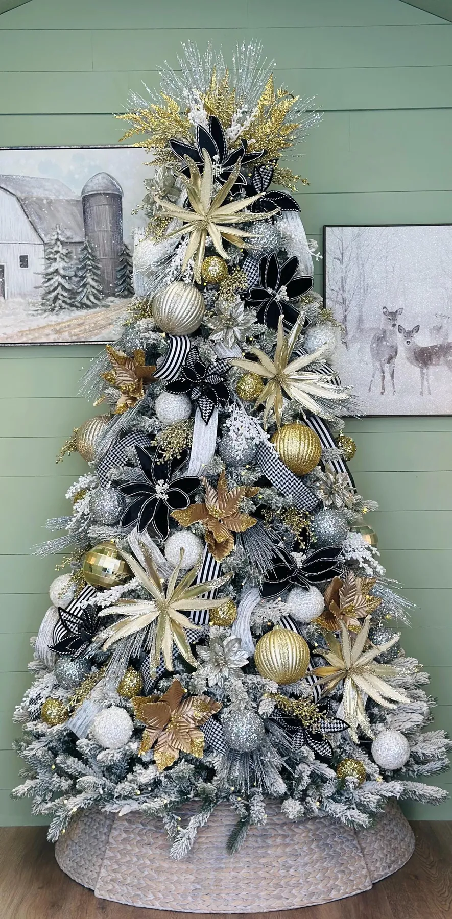 Tree Kit Gold, Black, White, Silver Christmas Kit -bundle Luxury Silver,  Gold & White Christmas Ornaments