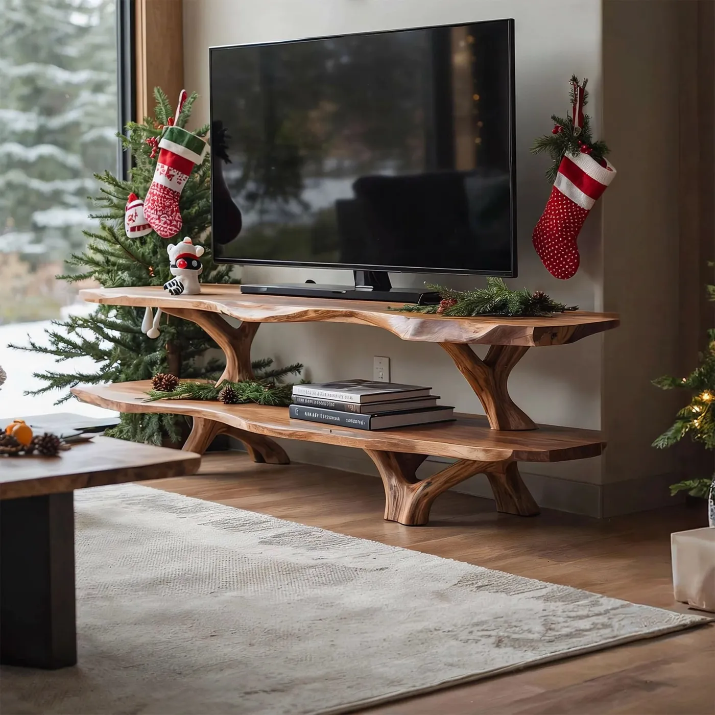 TV Stand Christmas Decor Ideas to Make Your Living Room Guest-Ready