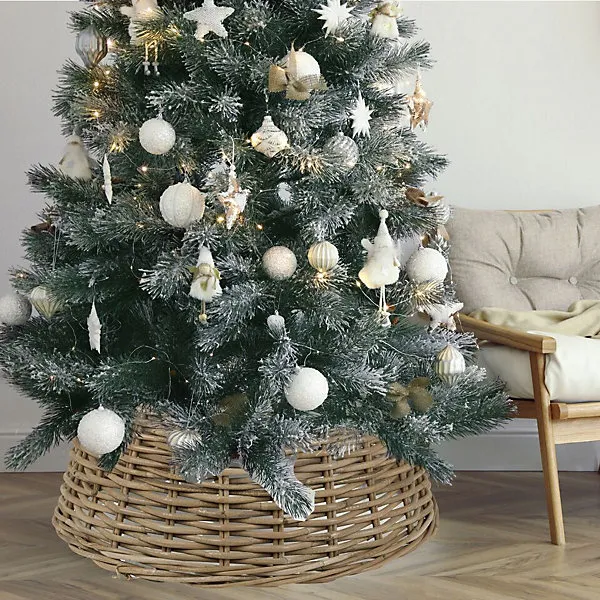 URBNLIVING 70cm Natural Bamboo Christmas Tree Skirt Wicker Xmas Cover Large  Base Decoration