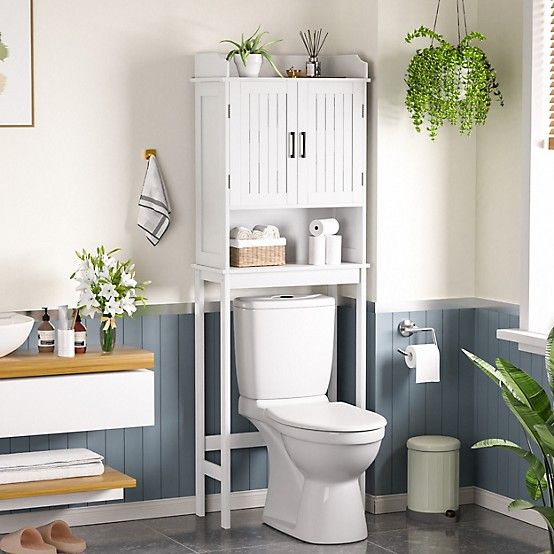 Veikous Bathroom Over-the-Toilet Storage 21.7 x 66.9 x 7.1in. Composite Rectangular Shelf, White at Tractor Supply Co