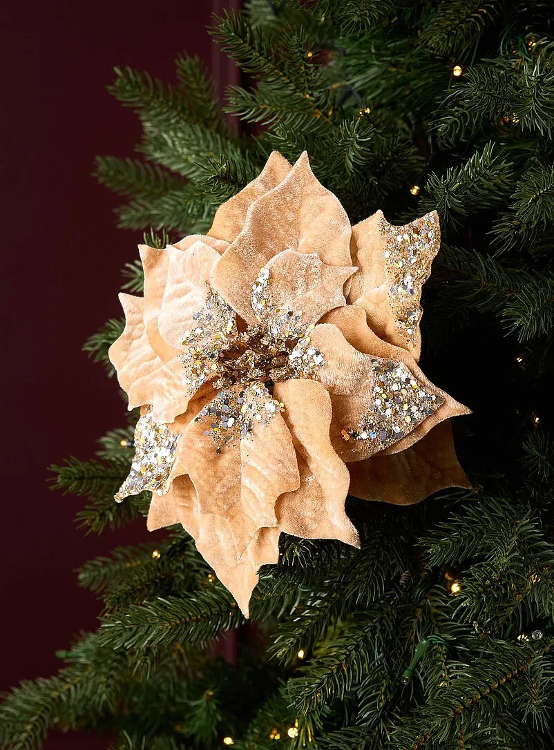 Velvet poinsettia decorative branch Christmas Collection | Simons Maison |  | Simons