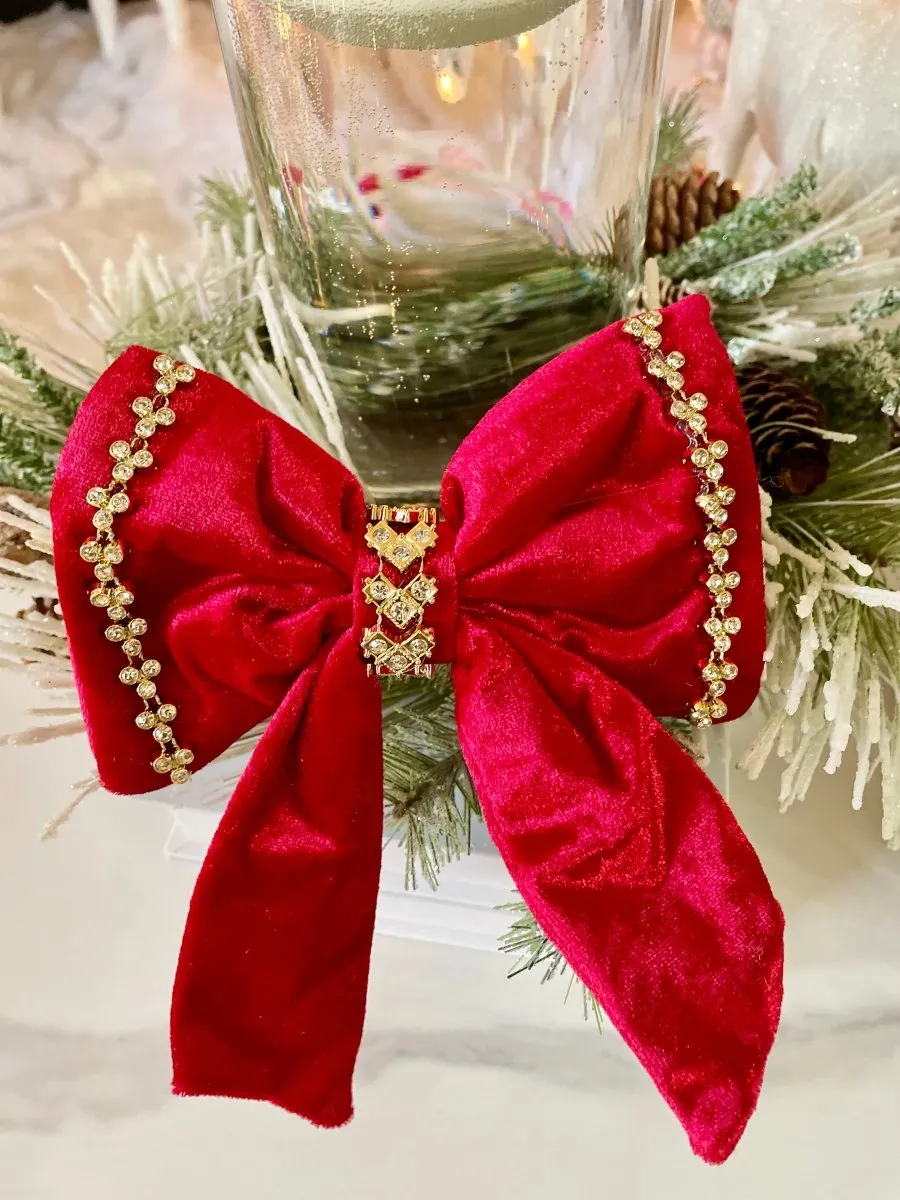 Velvet Rhinestone Clip-On Bow - Festive Christmas Decor – DesignedBy The  Boss