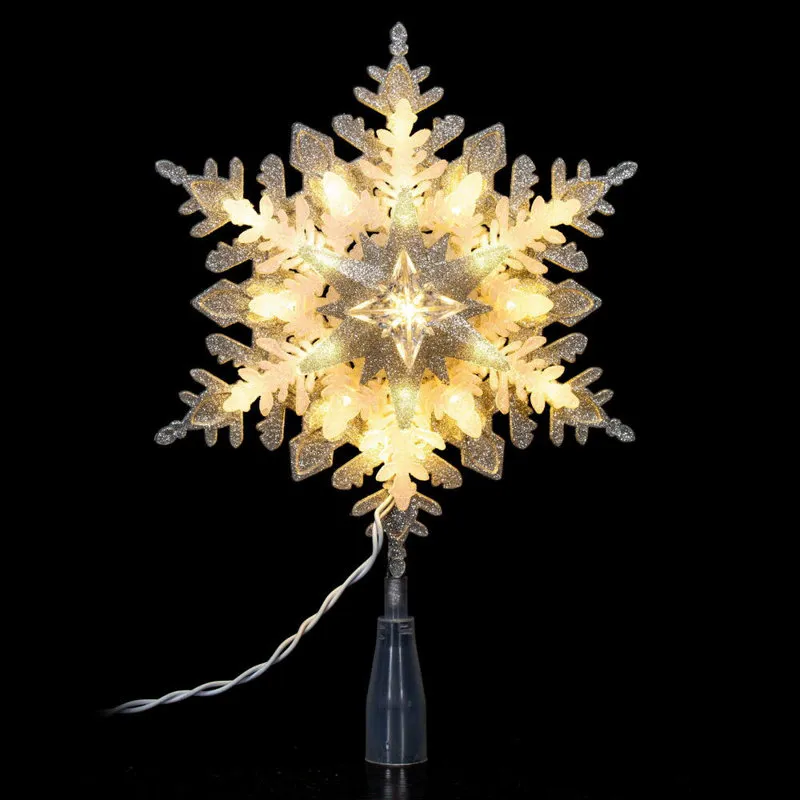 Vickerman 20 Light x 13.5' LED Silver-White Snowflake Tree Top with Warm White LED Mini Lights. | Perigold