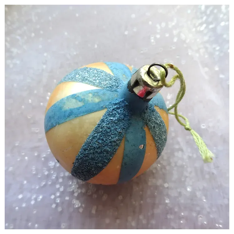 VINTAGE Christmas Tree Ornament, Hand Blown Glass ,Hand Painted,Blue . For  Sale at Ruby Lane