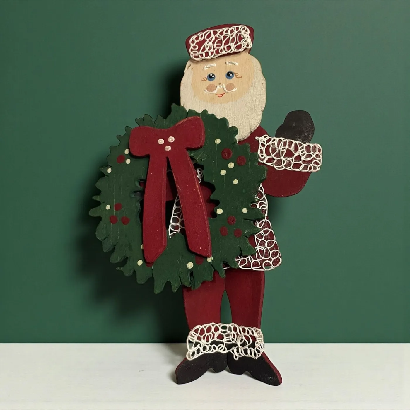 Vintage Hand Carved Wooden Christmas Ornaments Set of 3 Folk Art Vintage folk art style Wooden