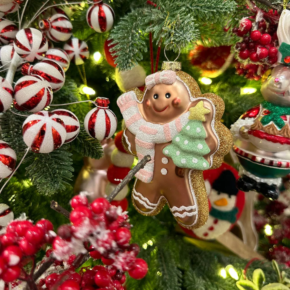 Viv! Christmas Ornament - Gingerbread Figures - Set of 2 - Glass - Brown  Pink - 13cm | Viv! Christmas