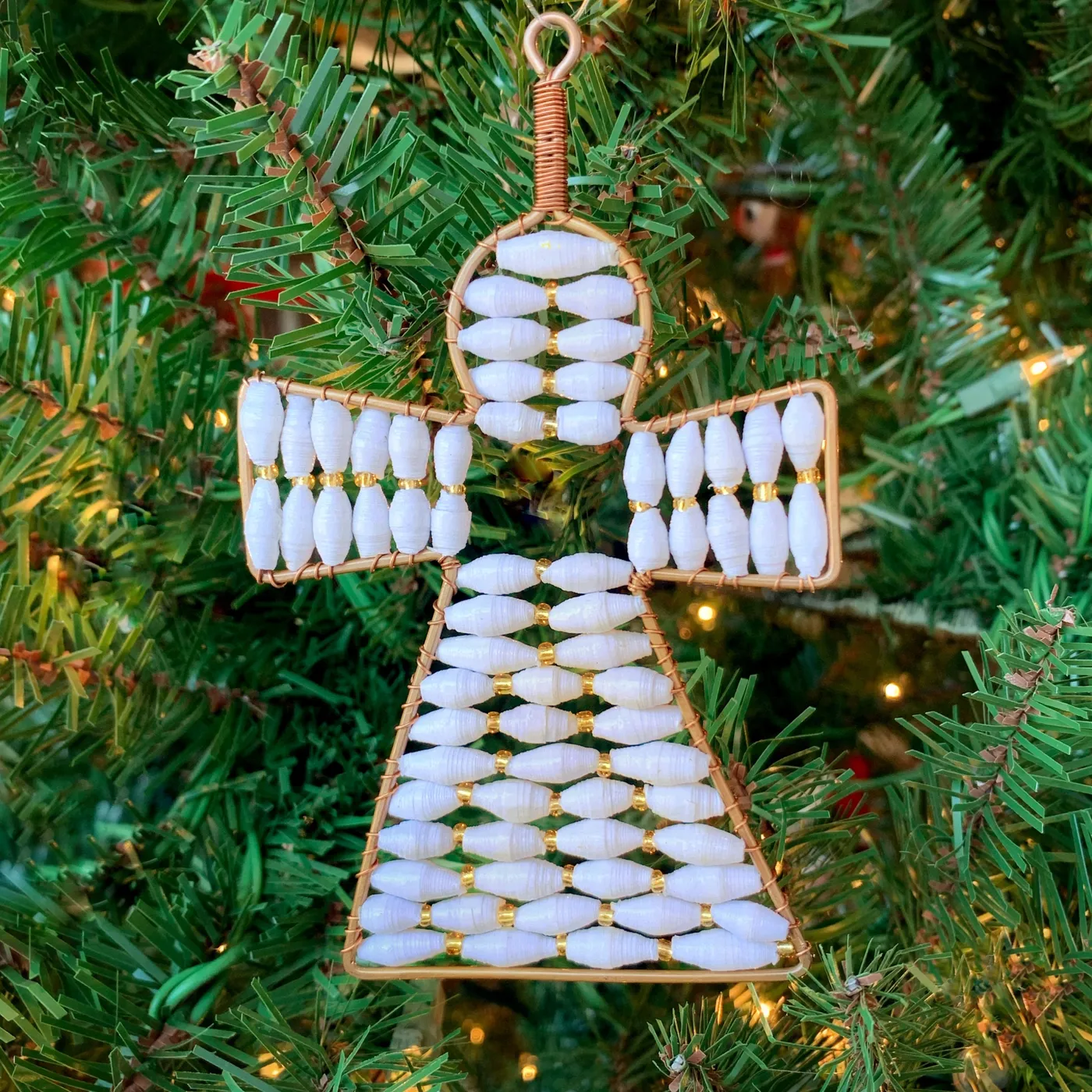 White Angel Paper Bead Christmas Ornament | Handmade Bead Ornament |  Ornaments 4 Orphans®