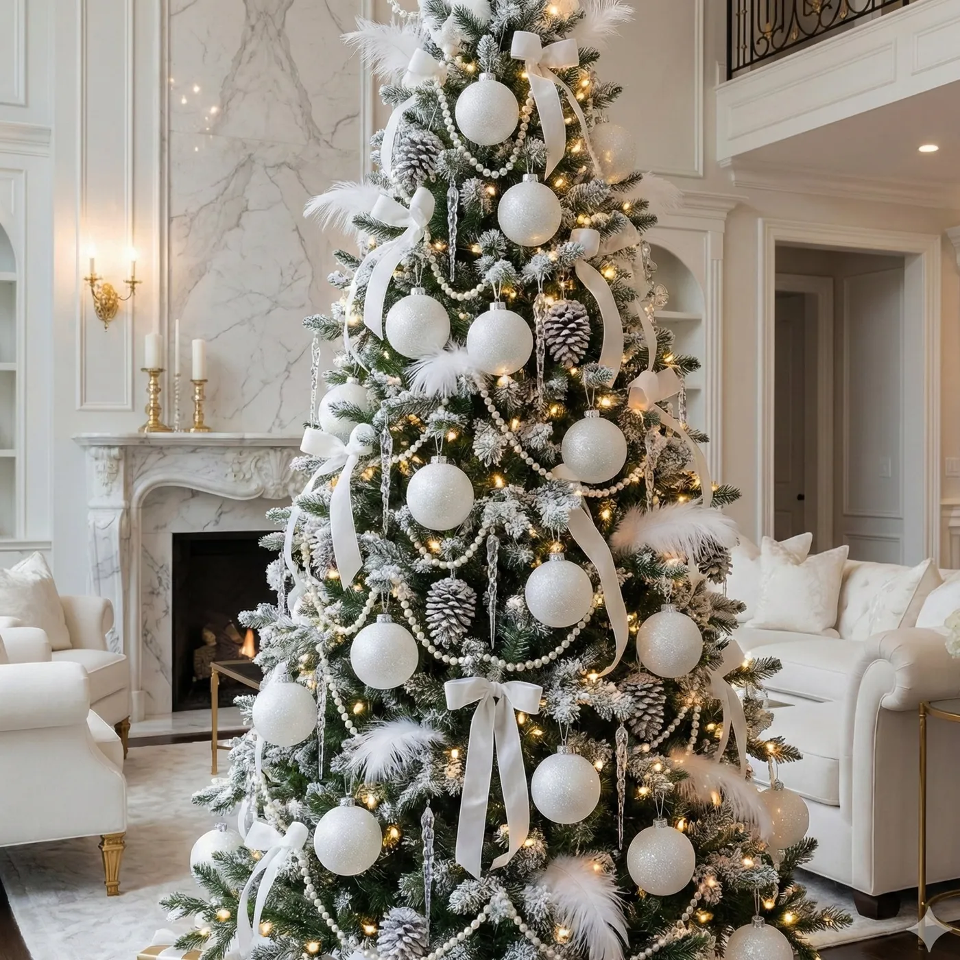 White Christmas Ball Ornaments Christmas Ornaments Gray Set Of Round White Frosted Snowflake Christmas Baubles 8cm –