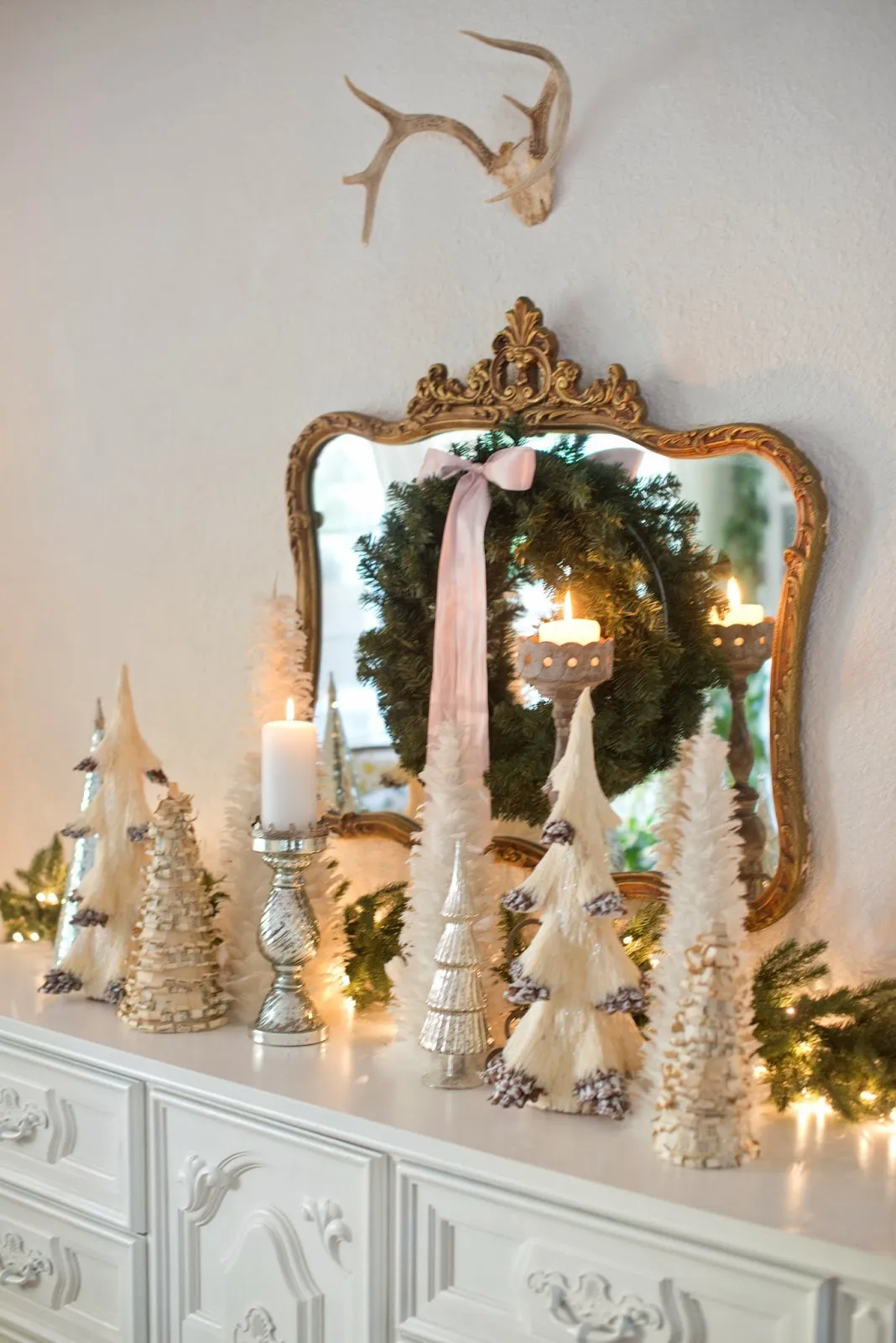 White Tree Christmas Mantel Display — Domestic Fashionista