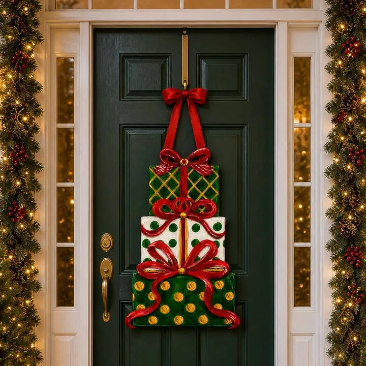 Wholesale LARGE Designer Tiered Christmas Presents Door Hanger for your store - Faire