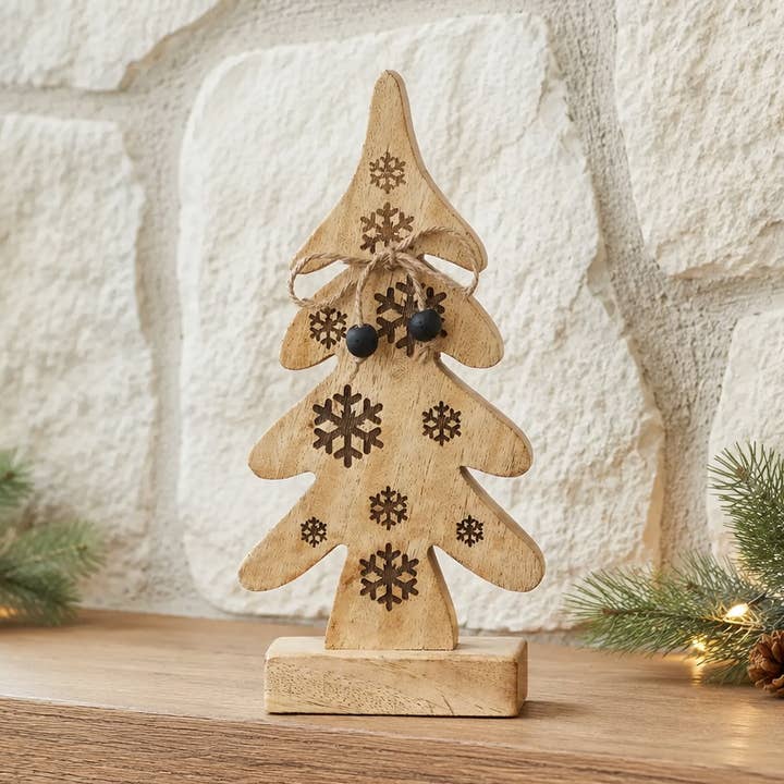 Wholesale Natural Snowflake Wooden Christmas Tree 10x5 for your store - Faire