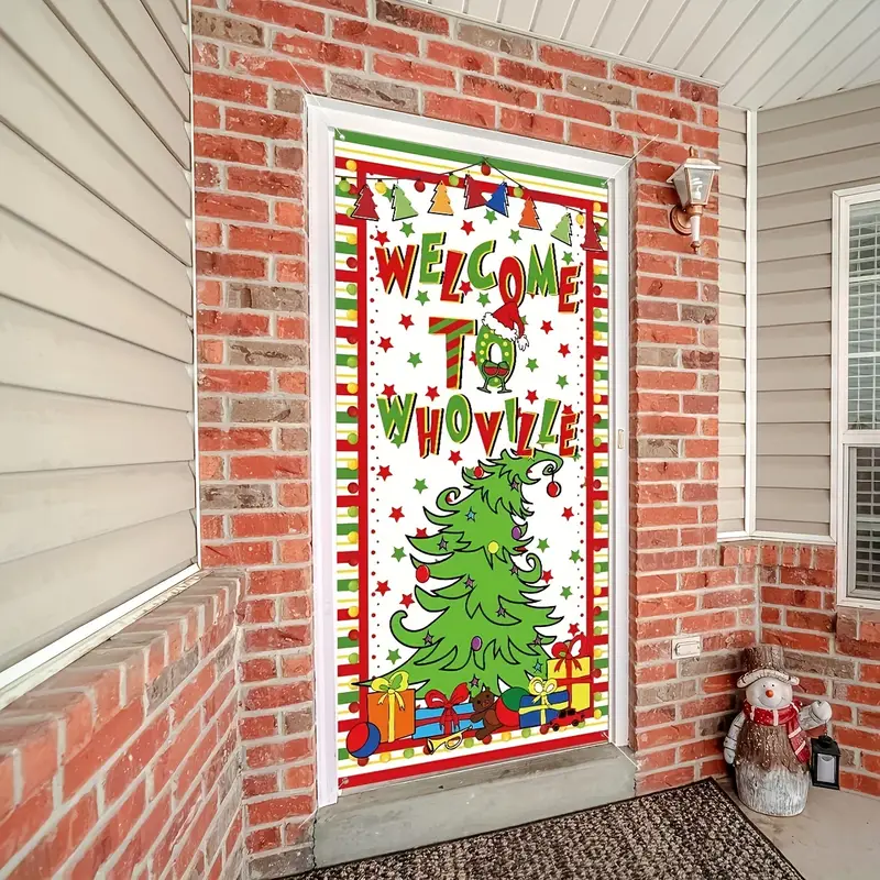 whoville welcome christmas door cover festive xmas party - Temu Bahrain