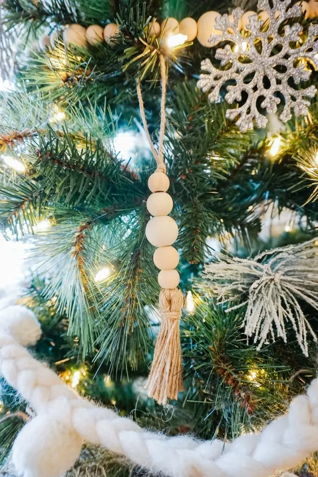 Wood Bead Handmade Beaded Christmas Ornaments DIY Wood Bead Ornament •  Heather Handmade