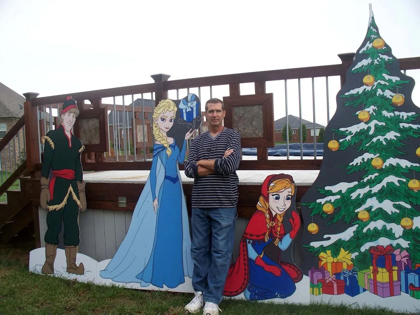 Wood Yard Art Hand Painted Wood Yard Art Christmas Winter Gingerbread Boy  And Girl Lawn Or