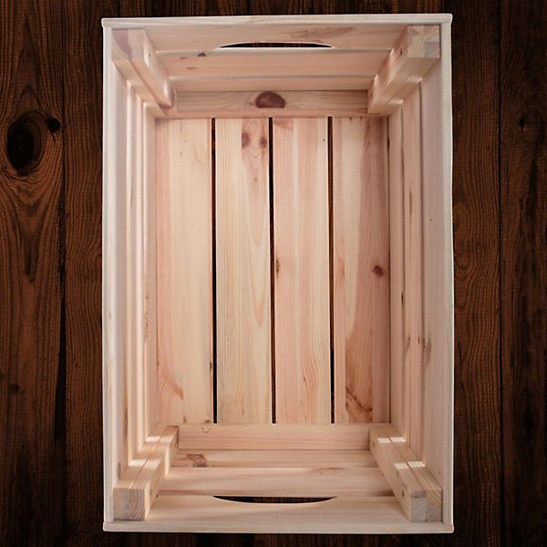 Woodeedoo Large Strong Stackable Wooden Crate Solid Pine Apple Box Hamper Storage Organiser Decorative Display Shelf
